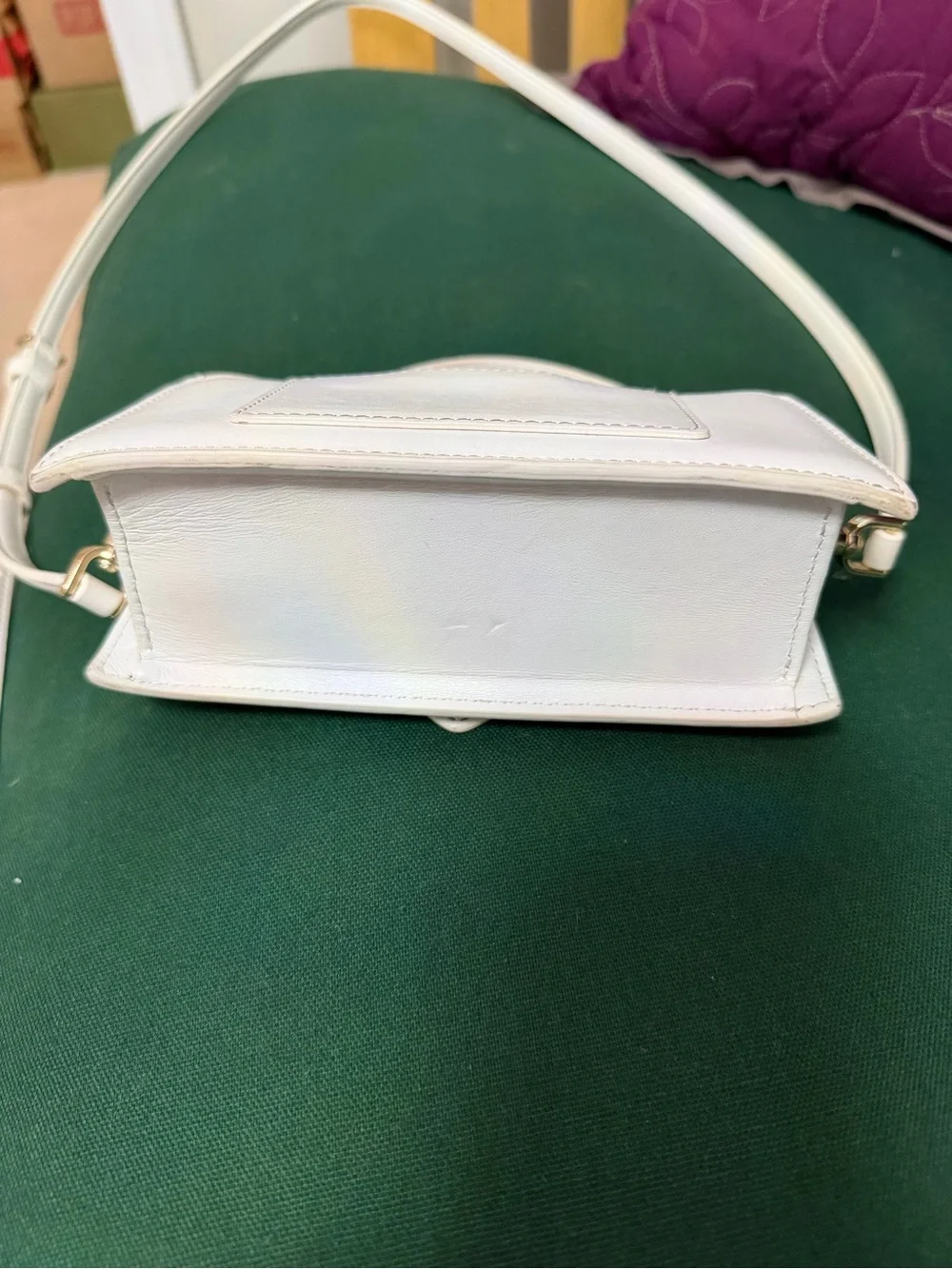 Jacquemus White Leather Satchel with Gold Hardware